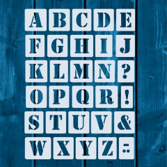 Kleine Buchstaben Schrift-Schablonen-Set Nr.5 / 30 einzelne Schablonen, passend zu 4cm Großbuchstaben