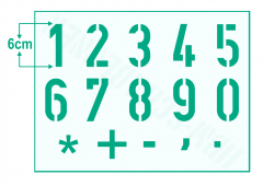 Zahlenschablone Nr.35 ● Zahlen 1-0 und Sonderzeichen ca. 6cm