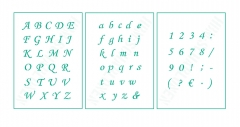 3er Schablonen Set Nr.39 ● ca. 1cm bis 1,4cm hoch extra kleine Buchstaben groß, klein und Zahlen