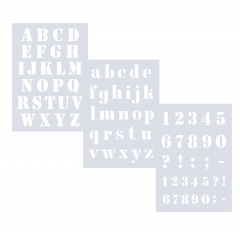 3er Schablonen Set Nr.5 ● Höhe ca. 3,5cm Druckbuchstaben groß, klein und Zahlen