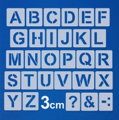 Buchstaben 3cm hoch Schrift-Schablonen-Set Nr.04/ 30 einzelne Schablonen