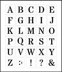 Buchstaben 7cm hoch Schrift-Schablonen-Set Nr.25 / 30 einzelne Schablonen