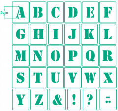 Buchstaben 5cm hoch ● Schrift-Schablonen-Set Nr.5 ● 30 einzelne Schablonen