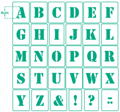 Buchstaben 4cm hoch ● Schrift-Schablonen-Set Nr.5 ● 30 einzelne Schablonen