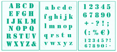 3er Schablonen Set Nr.5 - Höhe ca. 3cm Druckbuchstaben und Zahlen
