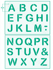 Schrift-Schablone Druck-Buchstaben ● 5cm hoch Alphabet groß Nr.2