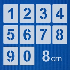 Zahlen 0-9 ● 8cm hoch ● Zahlen-Schablonen-Set Nr.4 ●10 einzelne Schablonen