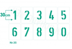 Ziffern 0-9 ● 30cm hoch Zahlen-Schablonen-Set Nr.35 ● 10 einzelne Schablonen
