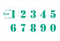 Zahlen 2cm hoch 0-9 ● Zahlen-Schablonen-Set Nr.5 ● 10 einzelne Schablonen 0-9
