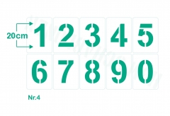 Zahlen 20cm hoch 0-9 /  Zahlen-Schablonen-Set Nr.4 / 10 einzelne Schablonen