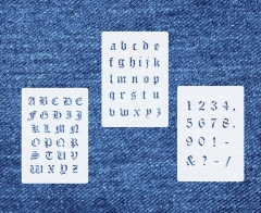 3er Schablonen Set Nr.30 ● ca. 2cm - 2,5cm alte Schrift extra kleine Buchstaben groß, klein und Zahlen