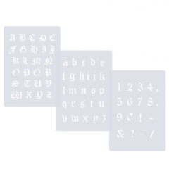 3er Schablonen Set Nr.30 ● ca. 2cm - 2,5cm alte Schrift extra kleine Buchstaben groß, klein und Zahlen