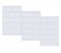 Alphabet groß, klein und Zahlen ● Buchstaben 3cm hoch ● 3-teiliges Schablonen-Set Nr.34