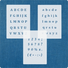 3er Schablonen Set Nr.01 ● ca. 1cm hoch extra kleine Buchstaben groß, passende kleine Buchstaben und Zahlen