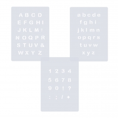 3er Schablonen Set Nr.02 ● ca. 1cm hoch extra kleine Buchstaben groß, passende kleine Buchstaben und Zahlen