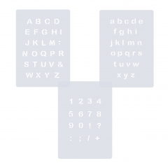 3er Schablonen Set Nr.02 ● ca. 1cm hoch extra kleine Buchstaben groß, passende kleine Buchstaben und Zahlen