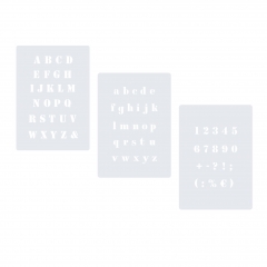 3er Schablonen Set Nr.05 ● ca. 1cm hoch extra kleine Buchstaben groß, passende kleine Buchstaben und Zahlen