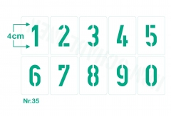 Zahlen 4cm hoch ● Zahlen-Schablonen-Set Nr.35 ● 10 einzelne Schablonen 0-9