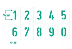 Zahlen 3cm hoch 0-9 ● Zahlen-Schablonen-Set Nr.35 ● 10 einzelne Schablonen