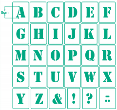 Buchstaben 8cm hoch ● Schrift-Schablonen-Set Nr.5 ● 30 einzelne Schablonen