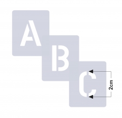 Buchstaben 2cm hoch ● Schrift-Schablonen-Set Nr.35 ● 30 einzelne Schablonen