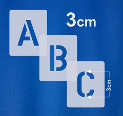 Buchstaben 3cm hoch ● Schrift-Schablonen-Set Nr.35 ● 30 einzelne Schablonen